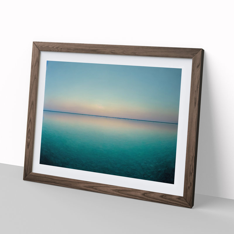 Serene Lake - Single Picture Frame Painting, 46cm H x 64cm W x 2cm D, Walnut