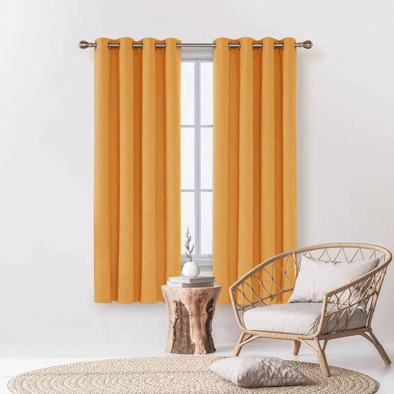Borunda Room Darkening Curtain Single Panel, 51" W x 62" L, Orange Flame