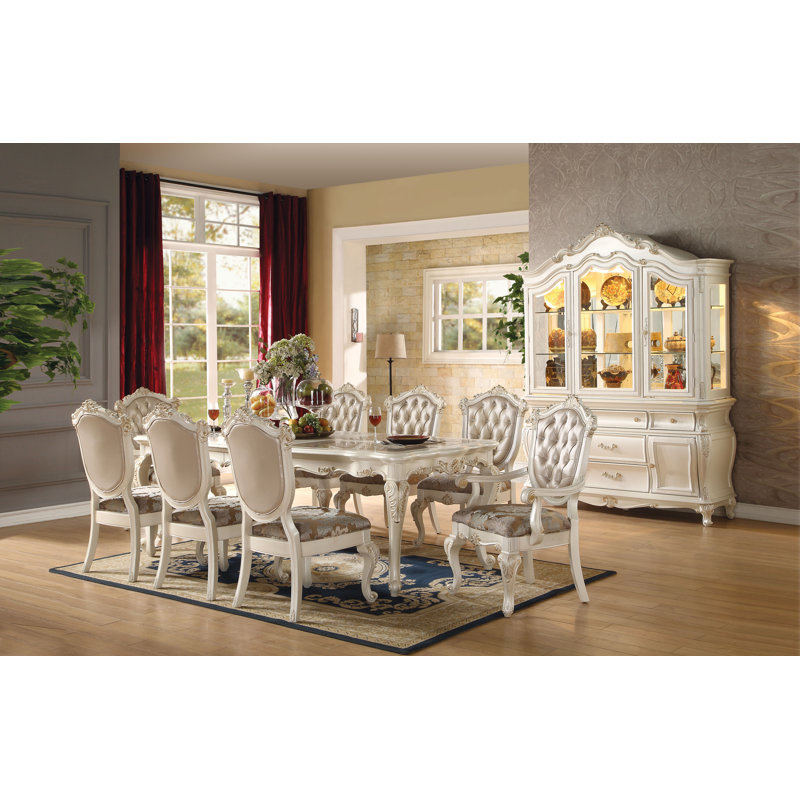 Caviness Tufted Side Chair in Rose Gold and Pearl White (Set of 2)