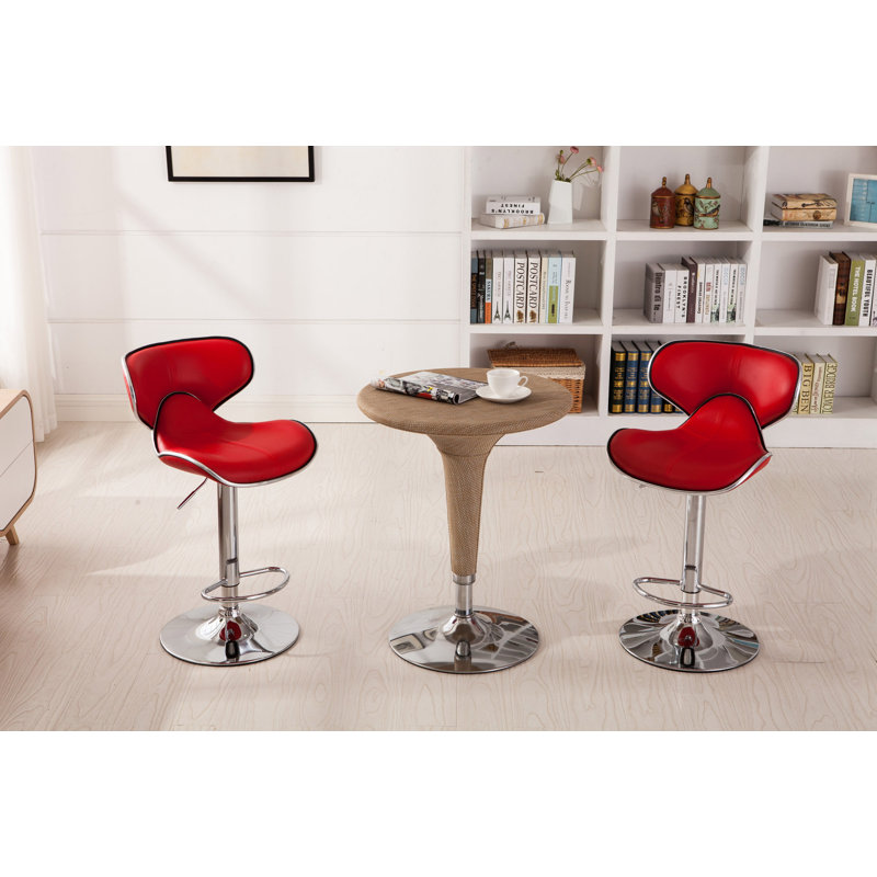 Ensemble de 2 tabourets de bar réglables Upholstery Airlift sans table, Rouge