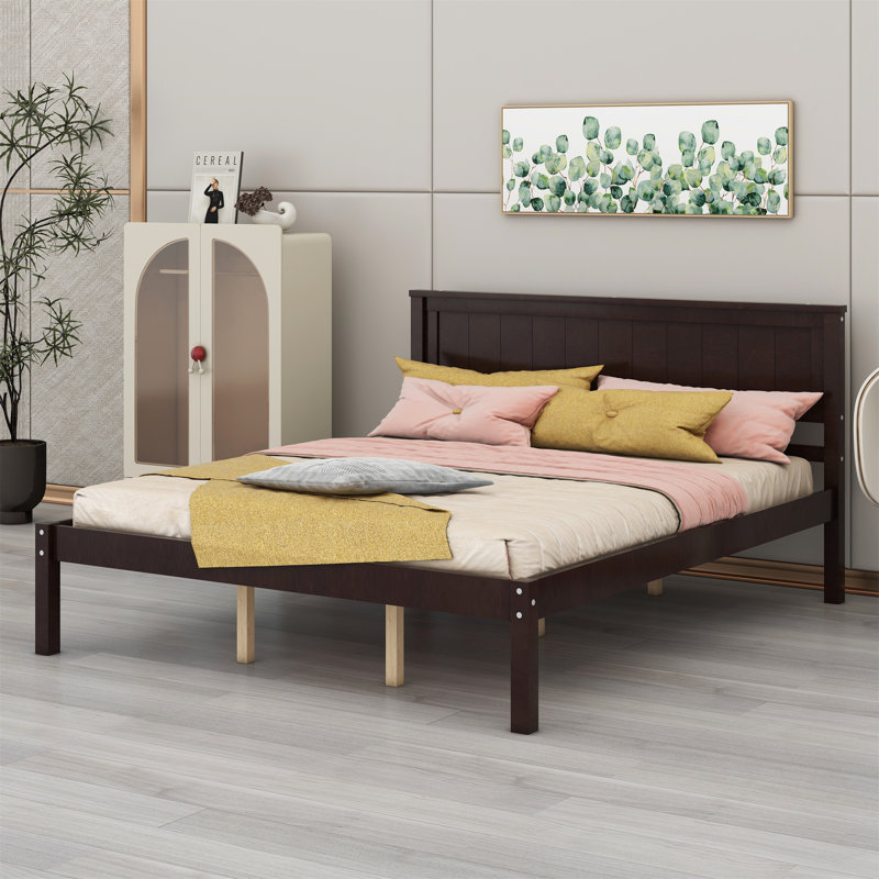 Lit plateforme en bois massif Shauna, Blanc, Grand