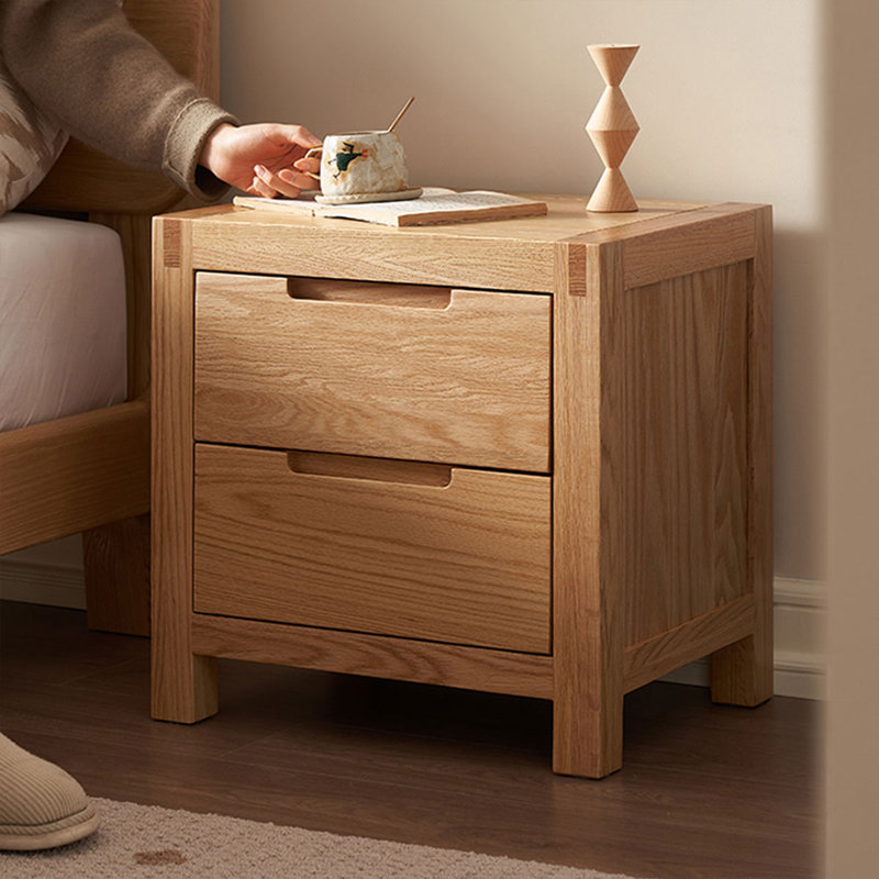 Table de chevet 2 tiroirs en bois massif Burlywood