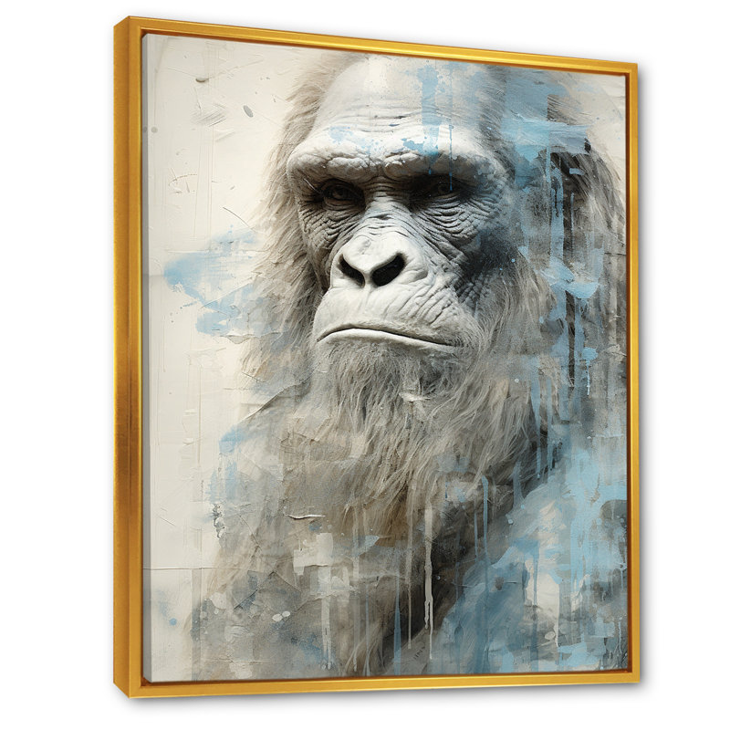 Bigfoot Portrait V - Impression sur toile Bigfoot, Cadre flottant doré, H 44 po x l 34 po x P 1,5 po