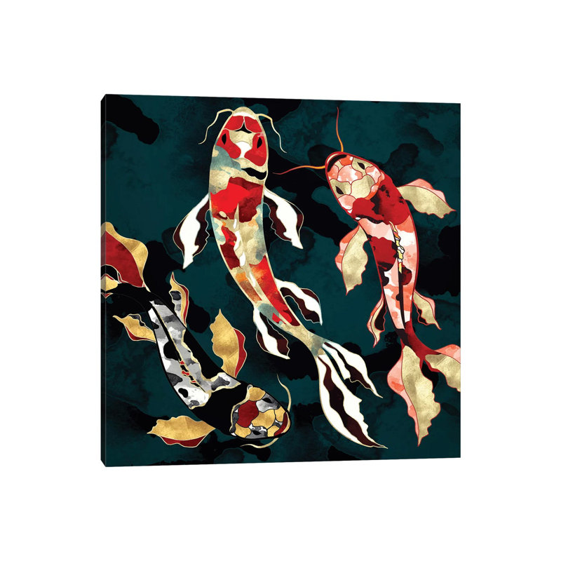 Metallic Koi - Print on Canvas, 93.98 cm H x 93.98 cm W x 1.91 cm D, No Framed