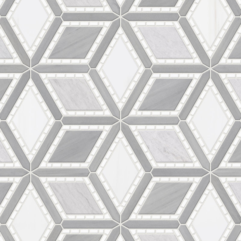 Carrelage à motif mosaïque en marbre Julian, Gris / blanc