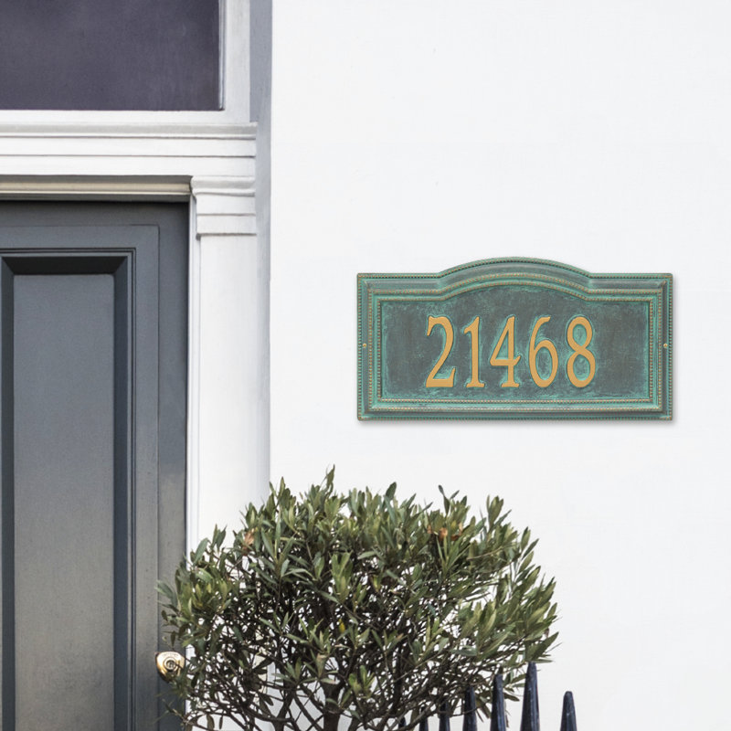 Plaque d'adresse murale 1 ligne Signature Series, Bronze, Oui, Vert-de-gris