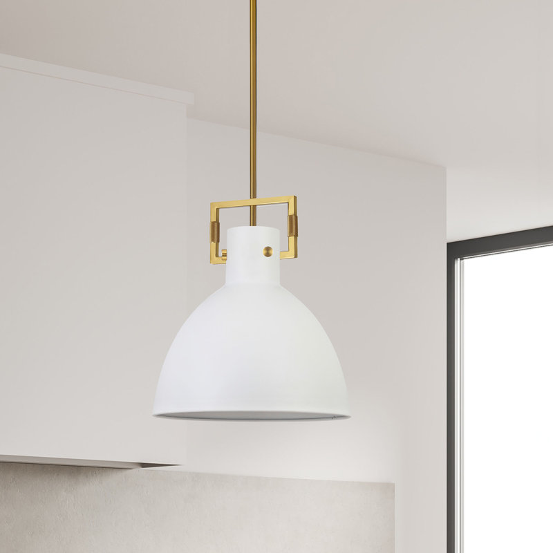 Holzheimer 1 - Light Single Pendant, Aged Brass, 16.75" H x 13.75" W x 13.75" D, White