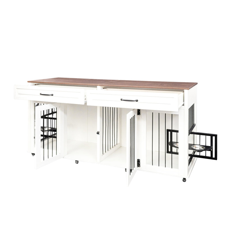 Cage pour chien robuste pour chiens de taille moyenne à grande - Maison pour animaux à double porte en bois avec tiroirs