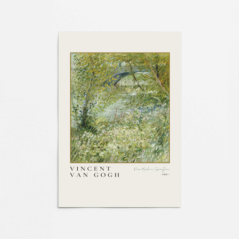 Van Gogh's River Bank in Springtime v3, impression dans un cadre, H 20 po x l 16 po x P 0,1 po, Ne s’applique pas
