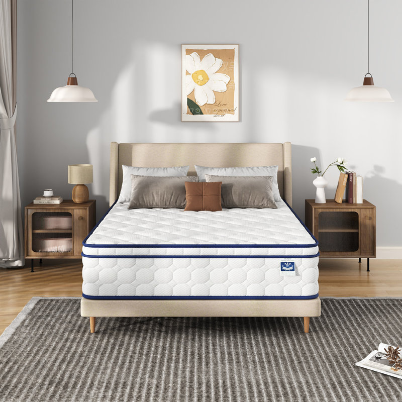 Matelas hybride en mousse à mémoire de forme moyenne de 14 po, matelas à plateau-coussin, Certipur-US, certifié OEKO-TEX, 14"