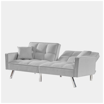 Sasheer 74.41 " Velvet Sleeper Sofa Reclining