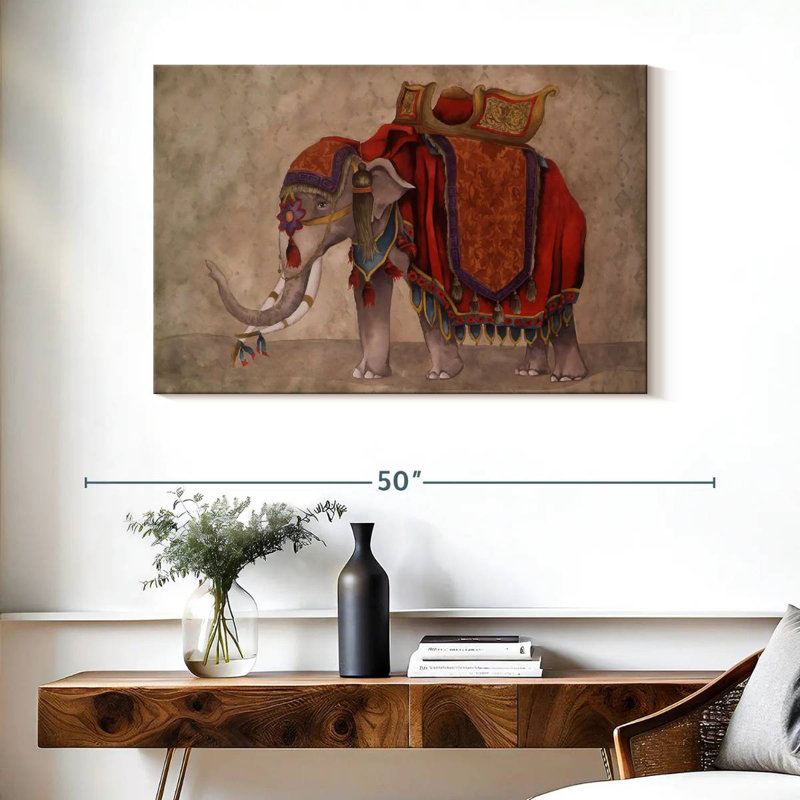 Éléphants de cérémonie I, H 26 po x l 39 po