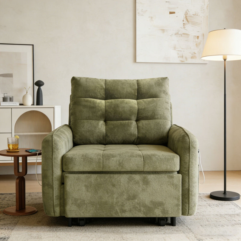 3-in-1 Sleeper Chair Bed, Green