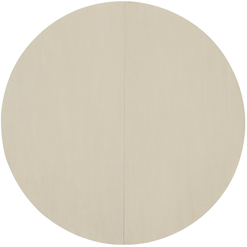 Cerused Linen White Round Extendable Wood Dining Table