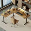 Bureau debout en forme de L de 75 pouces, bureau électrique à hauteur réglable pour le bureau à domicile, grand bureau d'ordinateur ergonomique avec 3 boutons de mémoire, gestion des câbles, bureau d'angle pour la maison et le bureau, brun rustique-430396656-429423302