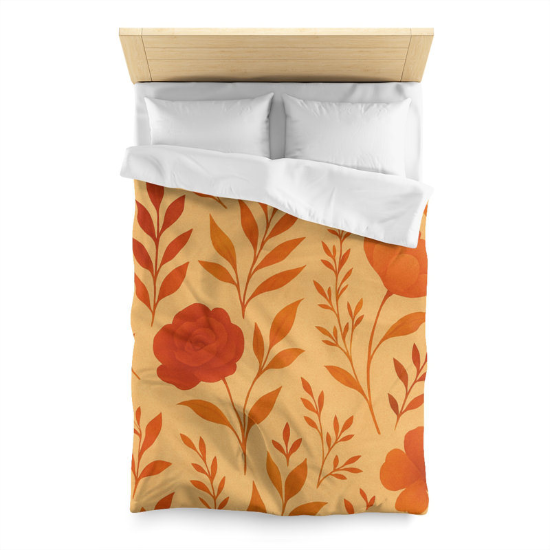Microfiber Duvet Cover Boho Style, Design 68, Twin Duvet Cover, White
