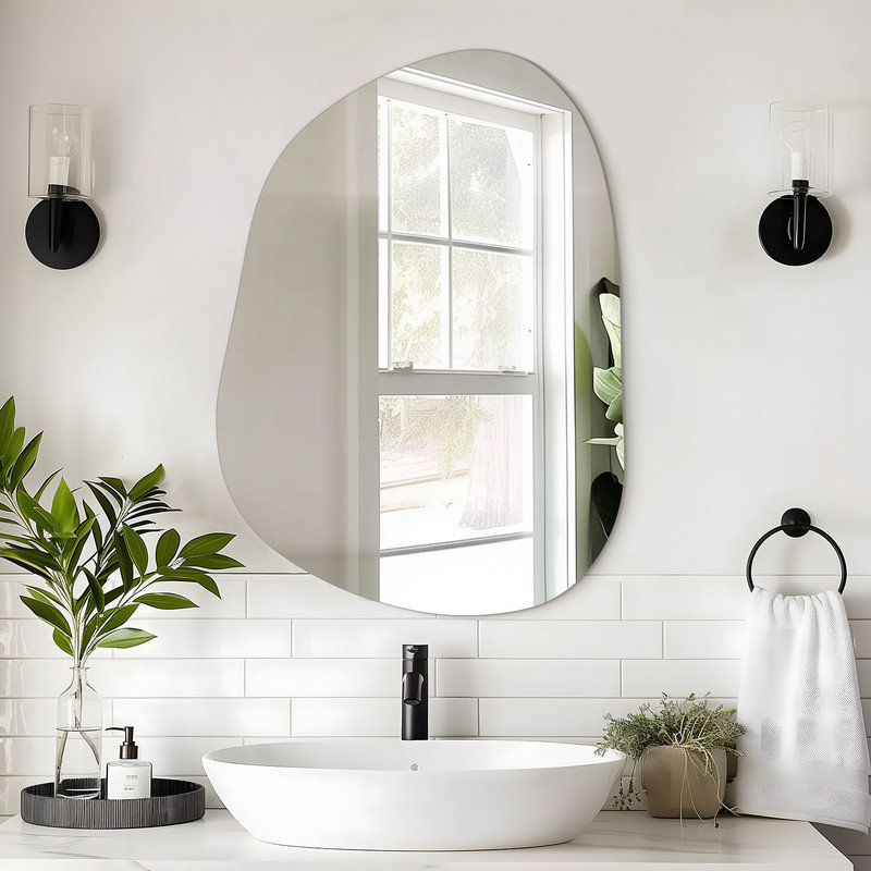 Frameless Irregular-Shaped Mirror Cabinet