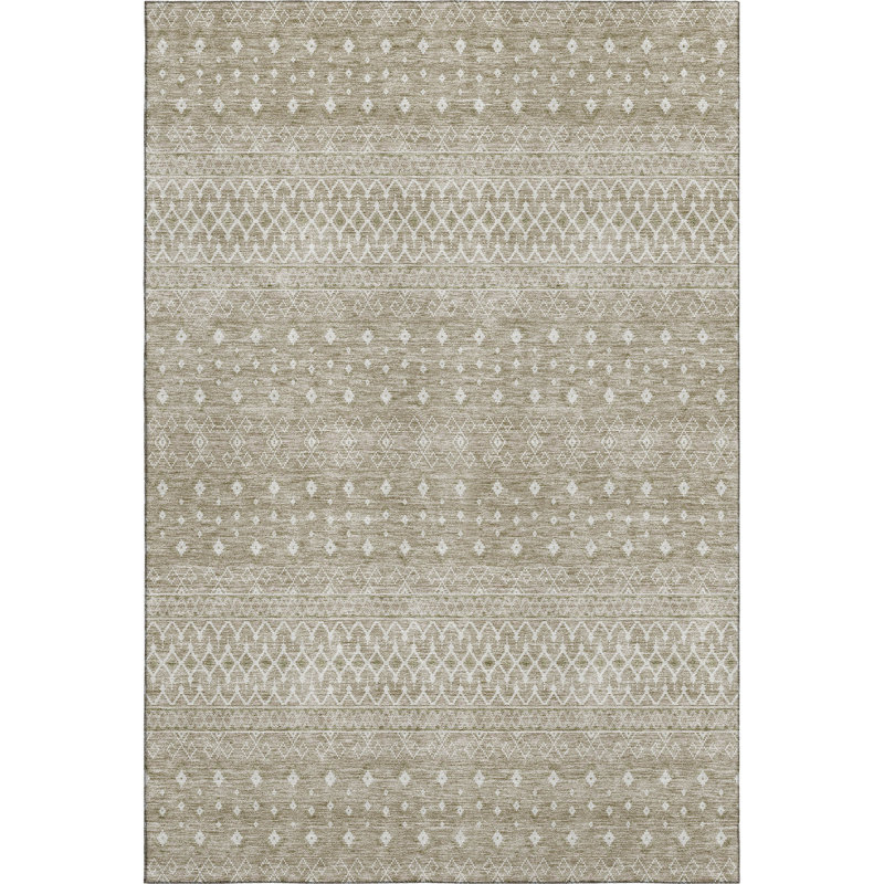 Premium Machine Washable Prisco Taupe Rug, Rectangle 5' x 7'6"