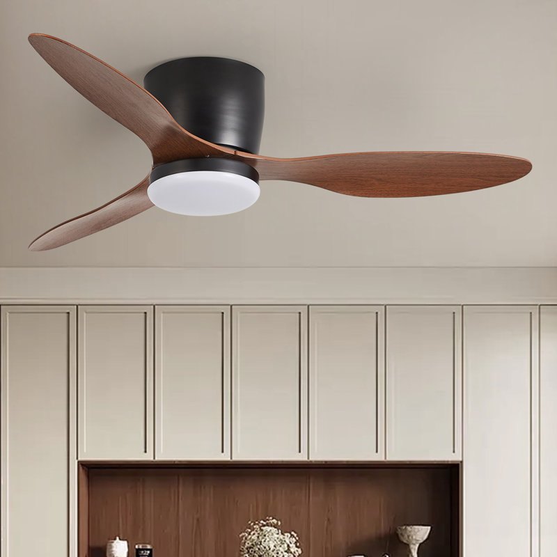 Ventilateur de plafond encastré noir 42 po avec lumière DEL et télécommande