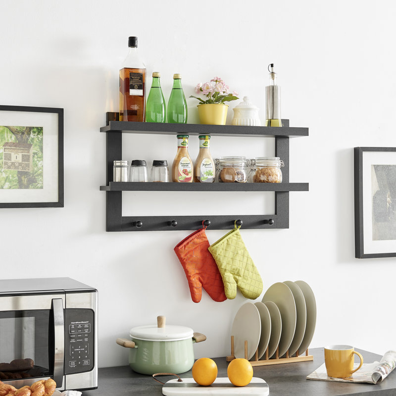 Presidio 5 - Hook Wall Mounted Coat Rack with Storage in White, Black
