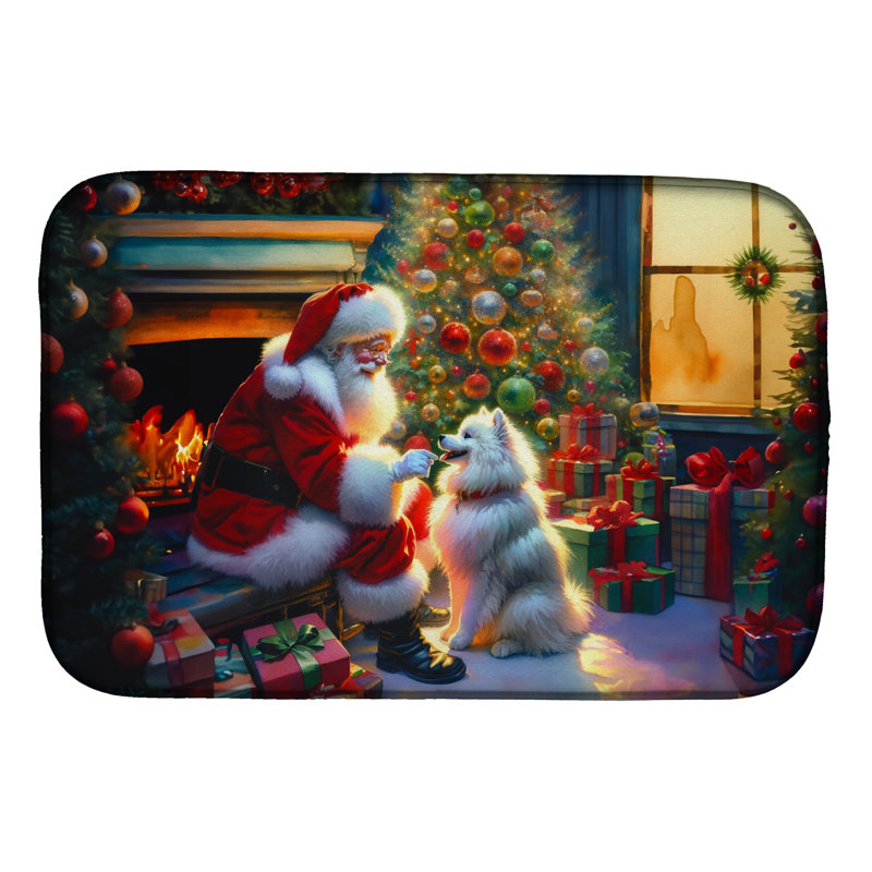 American Eskimo and Santa Claus Dish Drying Mat