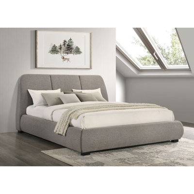 Lit plateforme tapissier très grand Taupe
