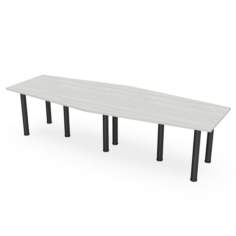 Table hexagonale avec pieds Nyemia, Cyprès blanc, Noir mat, L 120 po x l 48 po