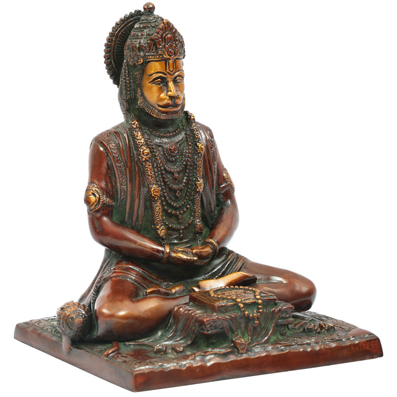 Figurine Lord Hanuman en méditation, Brun