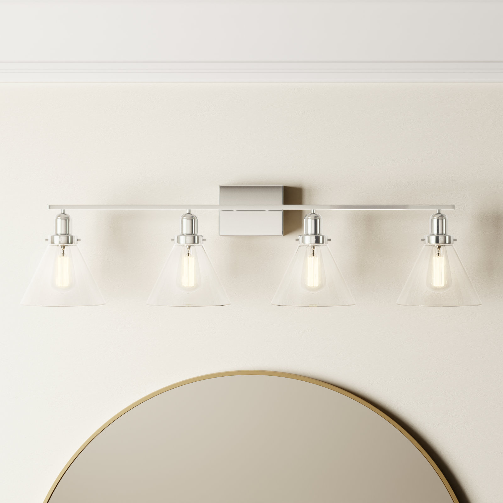 Catalina 4 Light Transparent Dimmable Bath Sconce, Polished Nickel