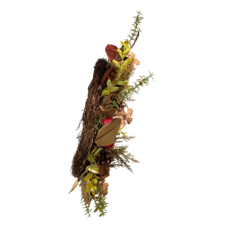 Festive Pinecone and Berry 18" Artificial Rattan Christmas Wreath