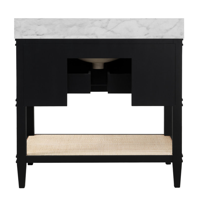 Cutler 36.5'' W Single Vanity, Matte Black/Ivory, 37"