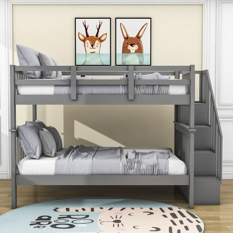 Dilany Kids Full Over Full Bunk Bed, Gray