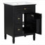 Meuble-lavabo de 24 po avec lavabo, armoire en bois massif et panneau de fibres à densité moyenne avec un tiroir rabattable, deux tiroirs standard et une tablette réglable, meuble-lavabo noir autoportant pour le rangement de la salle de bain