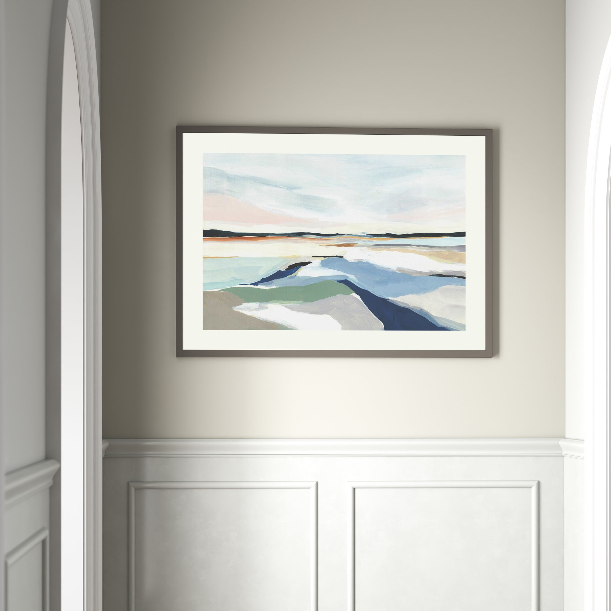 Seaside Day I by Isabelle Z, Gray Framed Paper, 31" H x 43" W