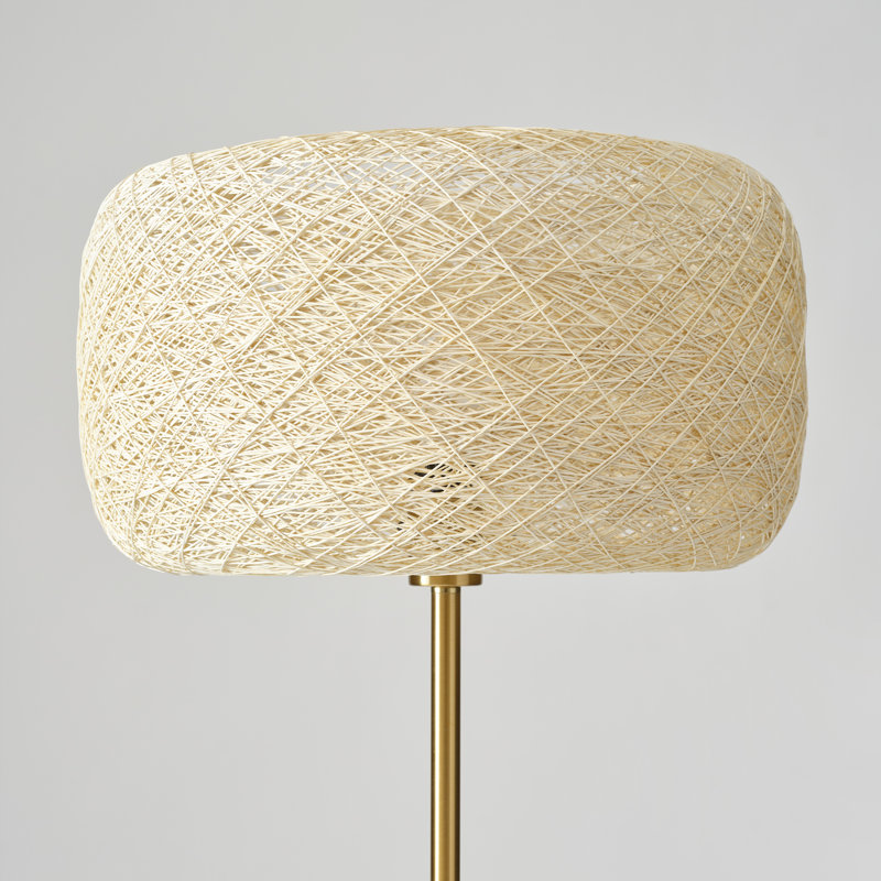 Elegant Gold LED Floor Lamp with Woven Shade