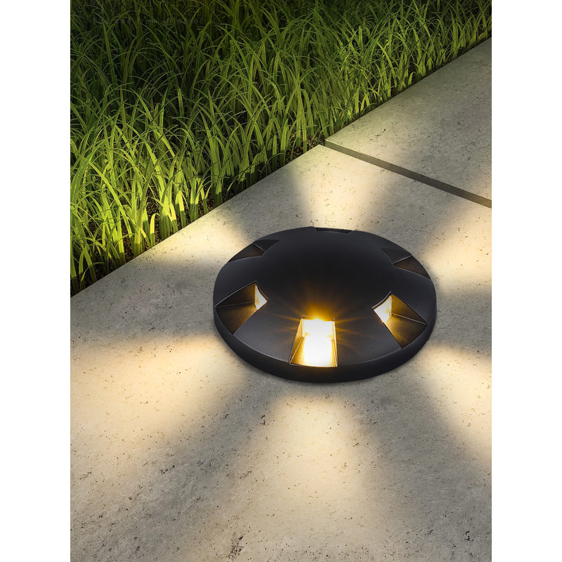 Éclairage de puits de sol à DEL 6 W, basse tension, antireflet, IP67, aluminium, blanc chaud 3000 K, noir