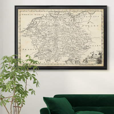 Carte de l’Allemagne-impression d’art graphique sur toile encadrée