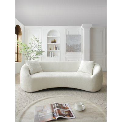 93.31" Minimalist Curved Sofa, 3 Seater, Fabric Upholstered Sofa, Tight Curved Back Cloud Couch For Living Room Apartment Office