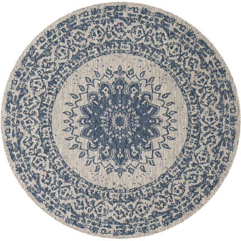 Tapis bleu Contemporary Hitchens, Rond 13 pi 1 po