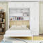Lit escamotable en bois avec armoire, armoire, tablettes et tiroirs-495389364