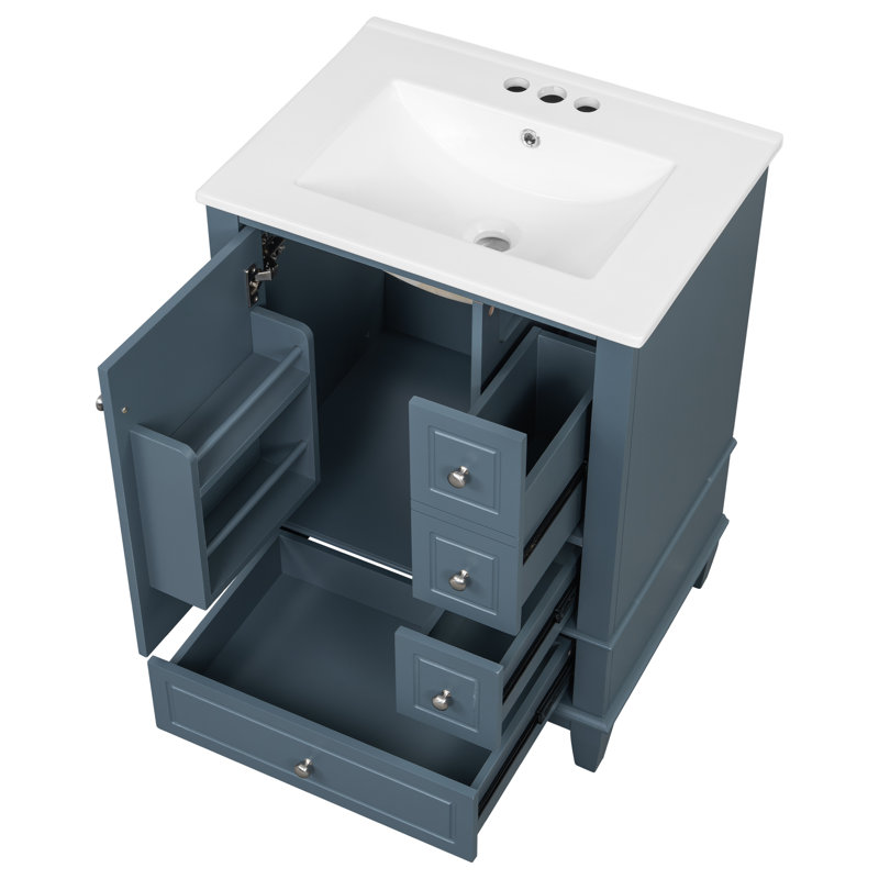 Petit meuble-lavabo moderne en bois massif avec lavabo Elegant Storage Solutions