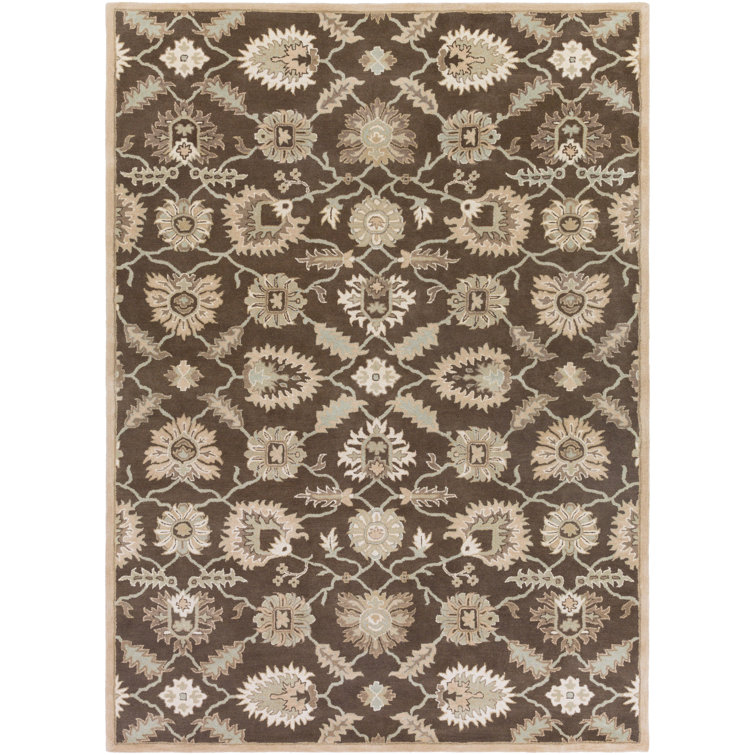 Tapis brun foncé en laine touffeté à la main Arnedra