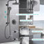 Pommeau de douche et douchette à main noir mat - Effet pluie 8 po et 3 jets, barre de douche réglable, résistant aux égratignures, nettoyage facile du calcaire, débit de 1,8 gpm, fixation murale résistante à la corrosion, bec pivotant.