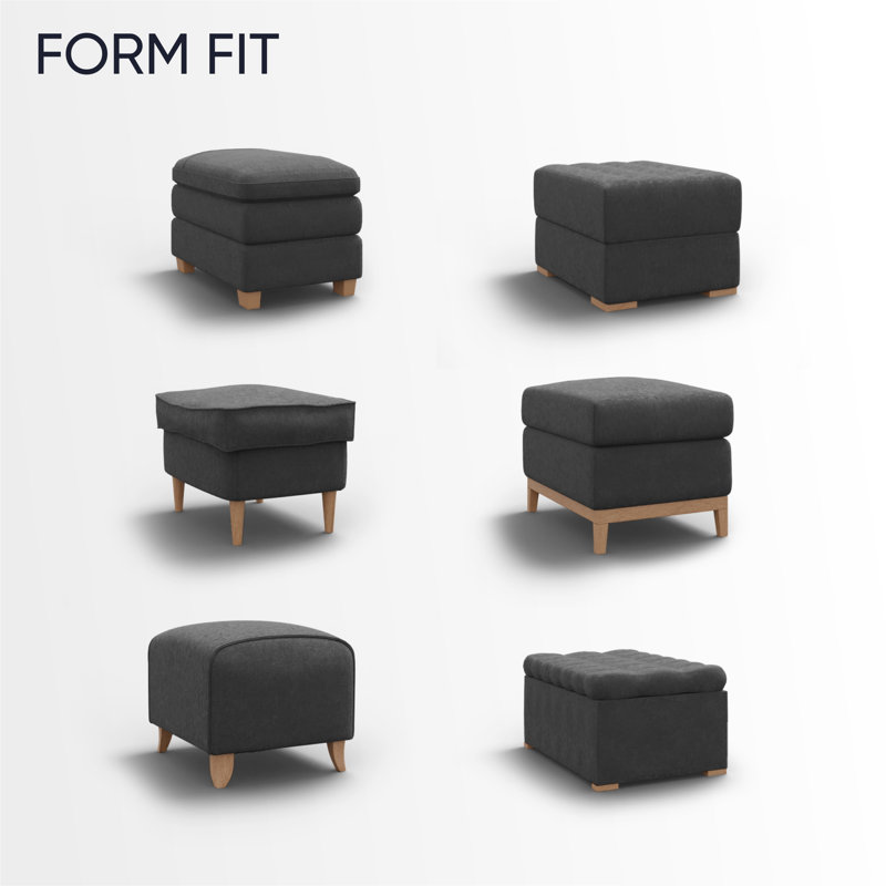 Stretchy Slipcover for Ottoman - Durable & Stylish - Printed Collection, Vittoria Brown
