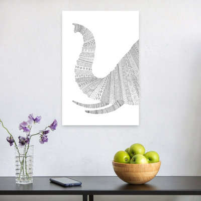Zentangle Elephant Trunk Abstract Geometric Contemporary Elephant Animal Wall Art Print 1 Piece Wrapped Canvas Wall Art