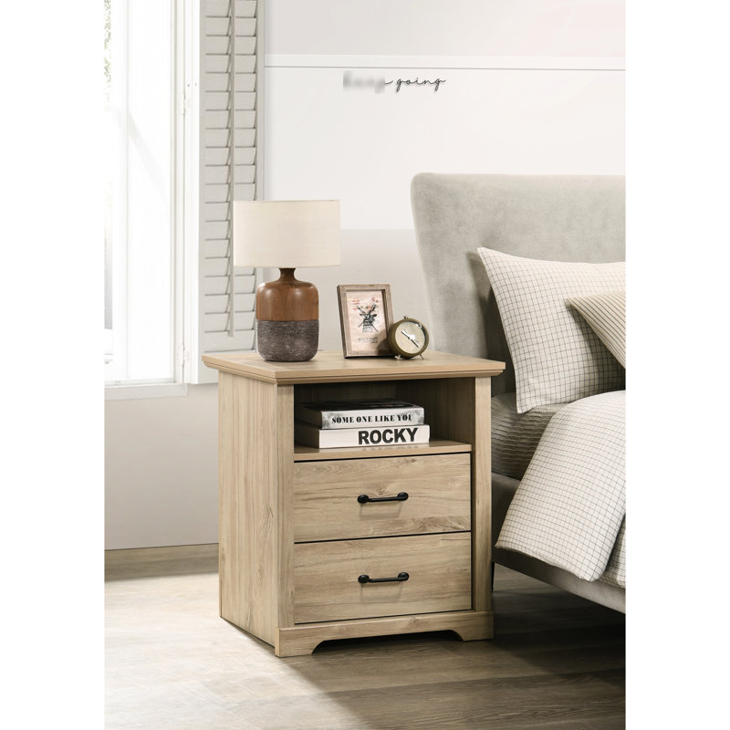 Table de chevet 2 pouces avec ports, tablette ouverte et tiroir 30 lb