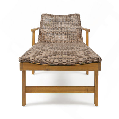 Wood + Wicker Chaise Lounge