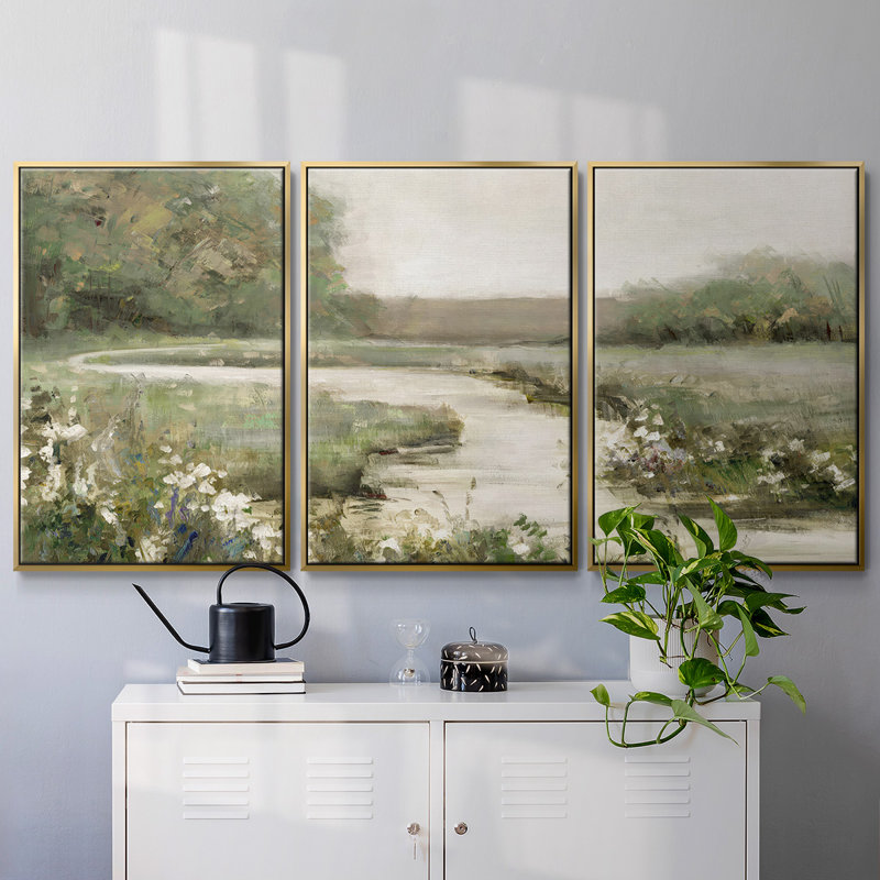 3 pièces Quiet Path, H 40 po x l 78 po x P 2 po, Or