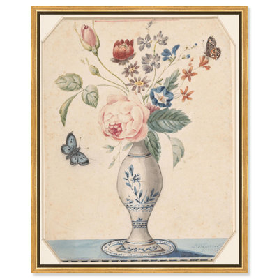 Vase avec fleurs 1850 par Art Remedy, cadre doré
