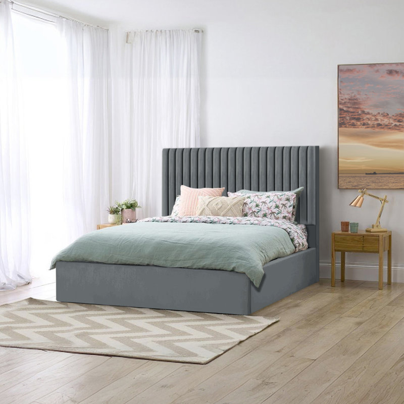 Maletha Upholstered Ottoman Storage Bed, Asphalt, Super King (6')
